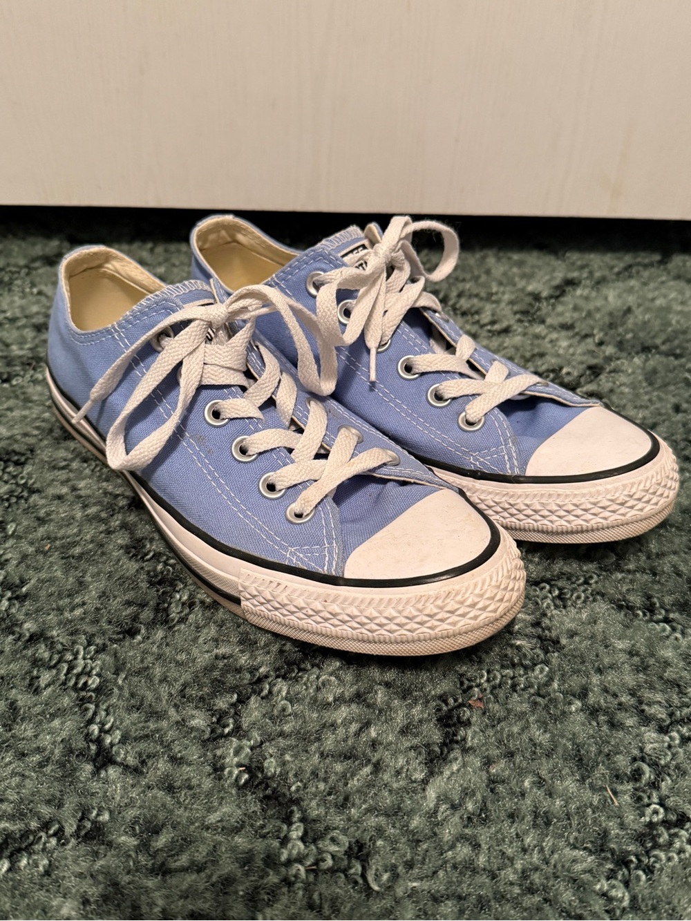 Converse Women’s Low-Top Sneakers in Light Blue and White